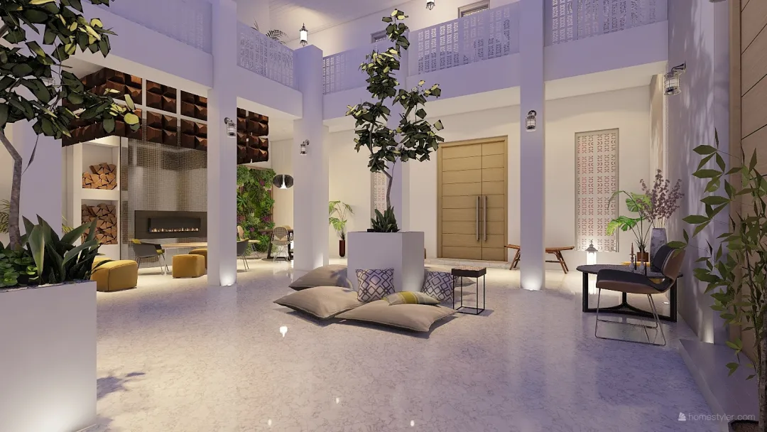 Contemporary TropicalTheme marrakech White 3d design renderings