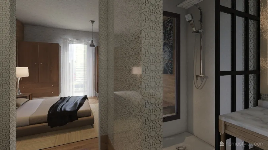 Bilocale ricavato da una casa più grande 3d design renderings