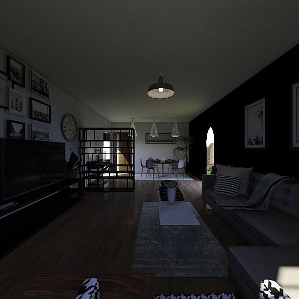living room+dining room 3d design renderings