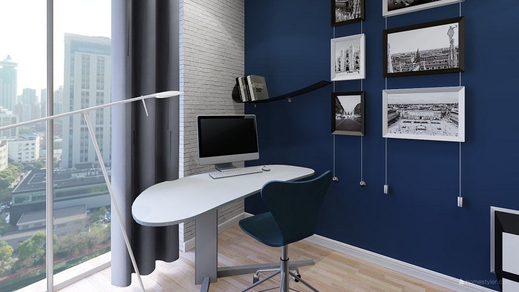 Modern Modern apartment  Blue White 3d design renderings