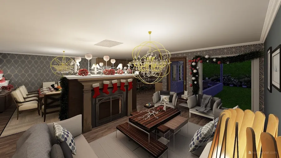 Vacation Christmas home 3d design renderings