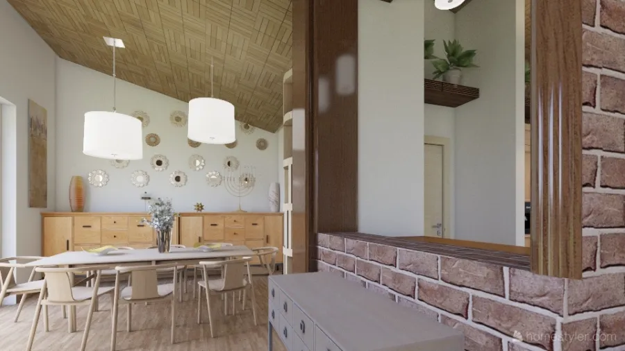 Rustic casa rettangolare Beige WoodTones Yellow 3d design renderings