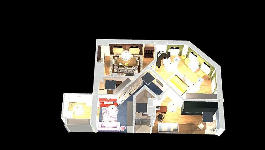 A flat with 2 bedrooms 3d design picture 114.21