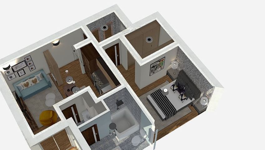 Mini casa: 55 mq ben sfruttati 3d design picture 54.59