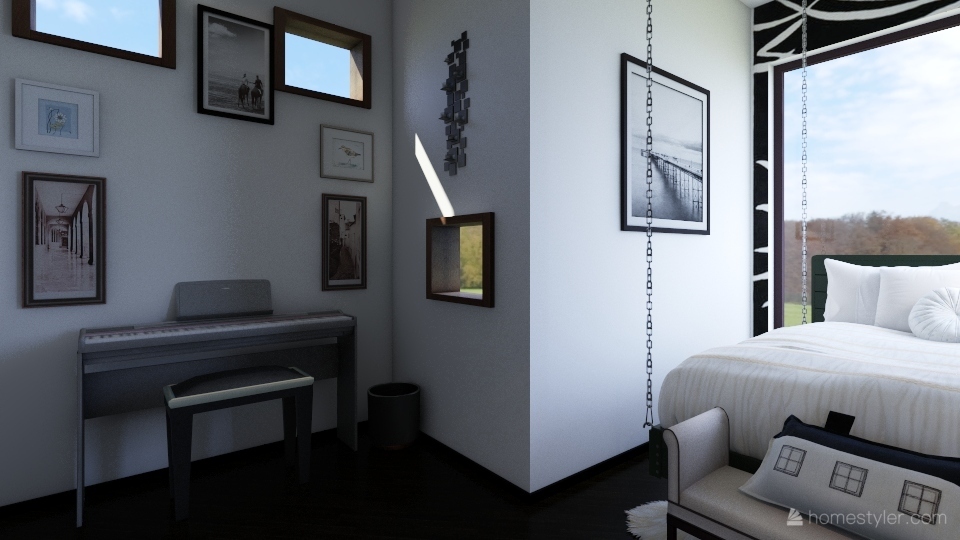 B&W Master Bedroom 3d design renderings
