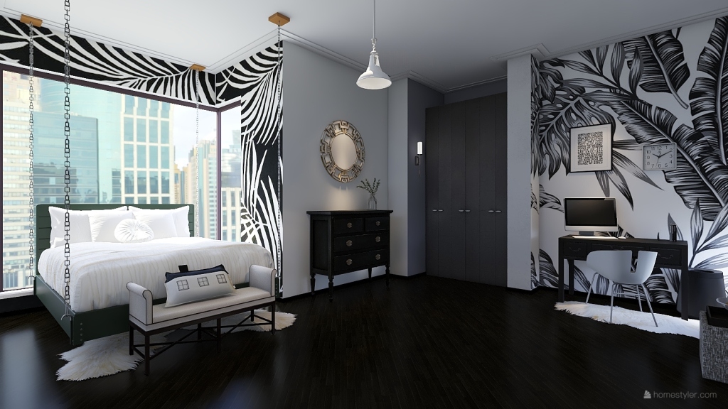 B&W Master Bedroom 3d design renderings