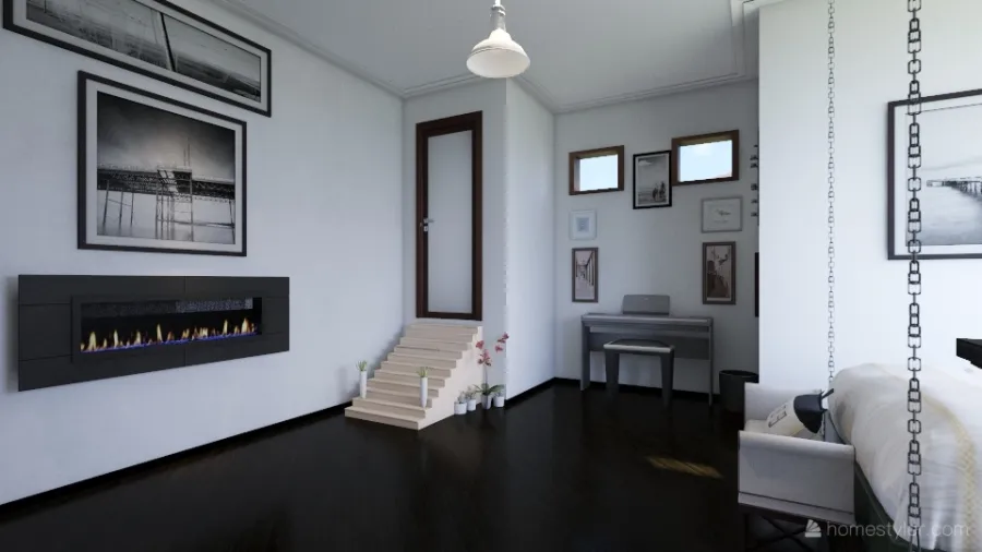 B&W Master Bedroom 3d design renderings