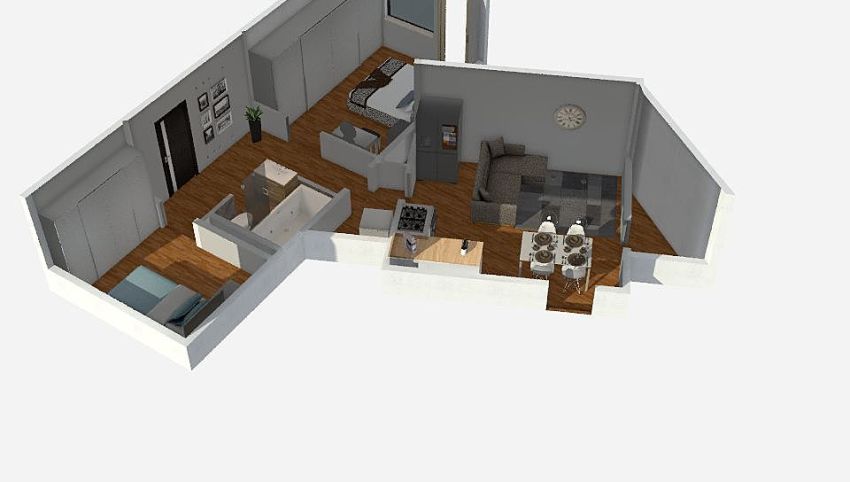 Pradzynzkiego - Kitchen & living room 3d design picture null