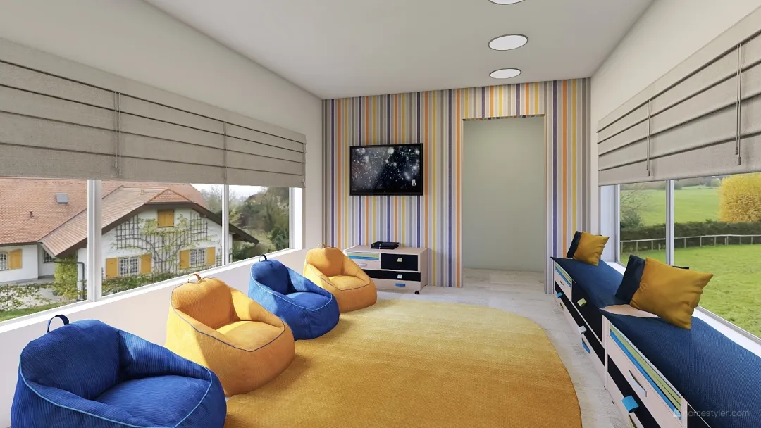 Kid livingroom 3d design renderings
