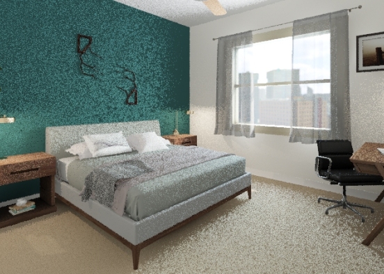 Industrial Inspired Bedroom at Home Design Rendering