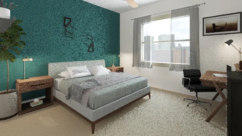 Industrial Inspired Bedroom at Home 3d design renderings