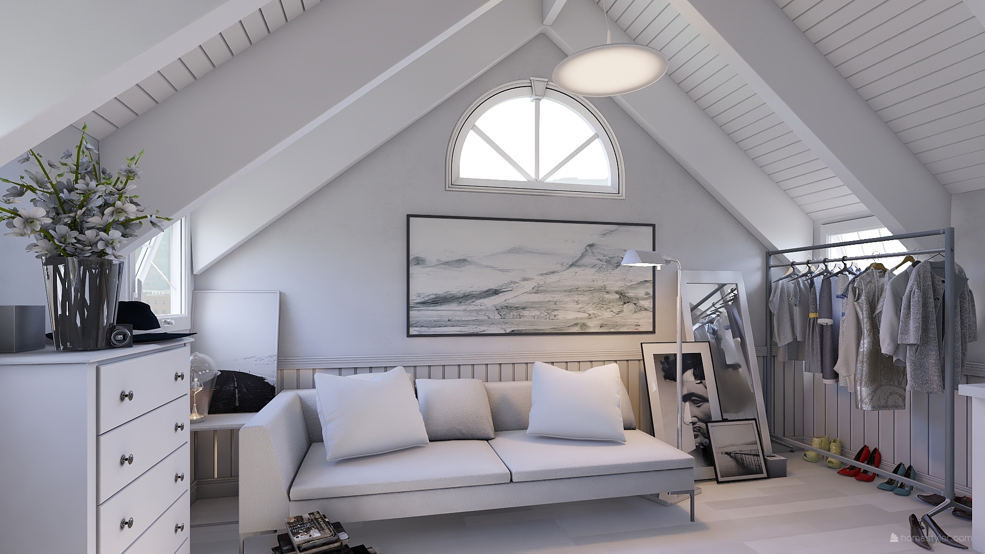 White Studio Attic design ideas pictures 26 sqm Homestyler