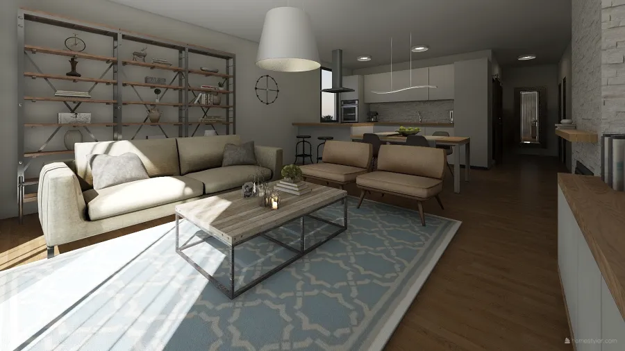 kuch. kút + obývačka 3d design renderings