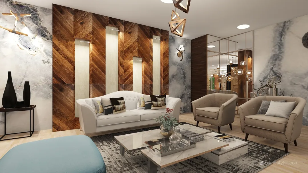 LUXURIOUS One Bedroom Apartment 3d design renderings