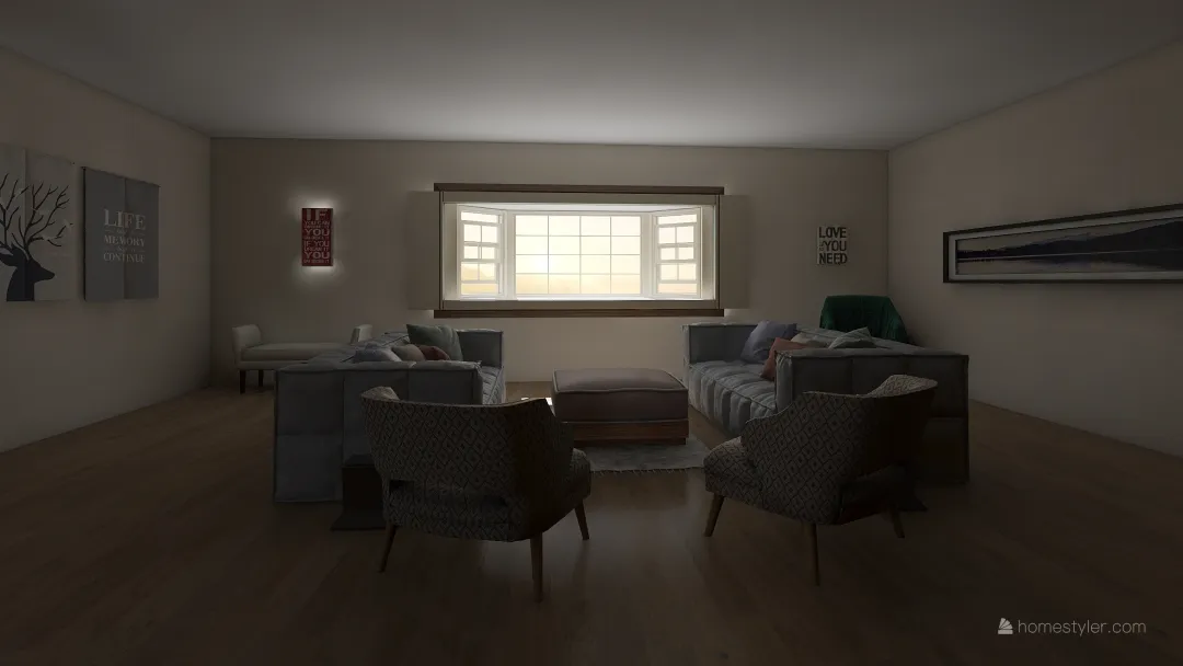 Country Side Living Room 3d design renderings