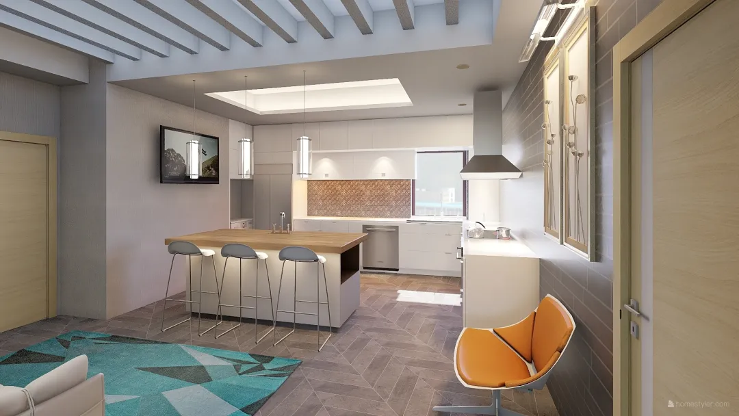 Kitchen grey cabinet 3d design renderings