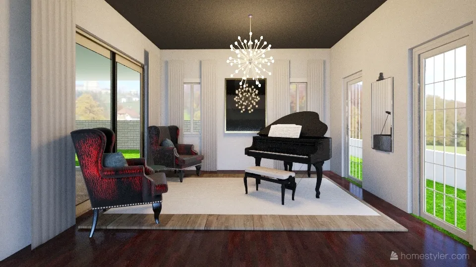 Marie Hill Piano Room 1 3d design renderings