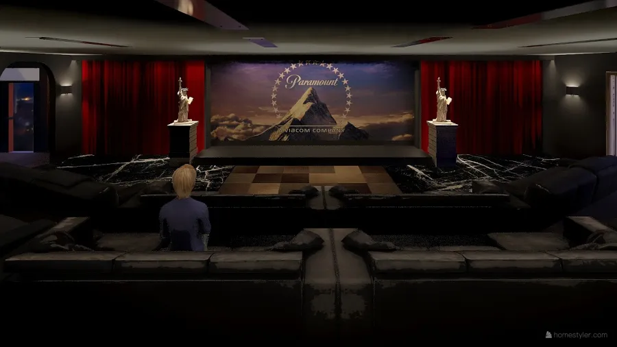 Salle de cinéma 3d design renderings