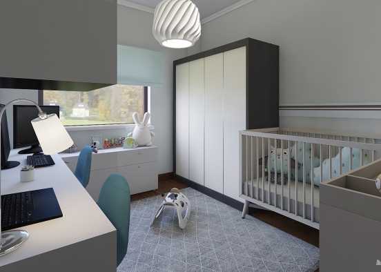 Office + Baby Bedroom  Design Rendering