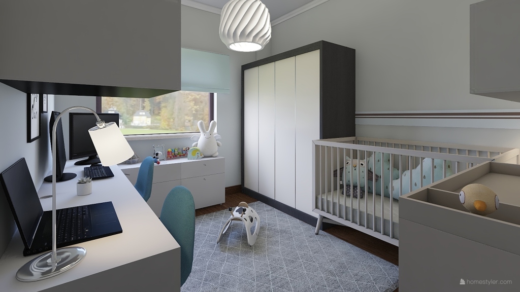 Office + Baby Bedroom 3d design renderings