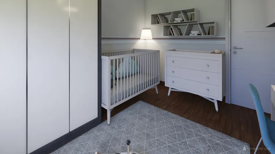 Office + Baby Bedroom 3d design renderings
