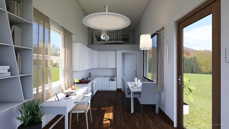 Contemporary Tiny home  White 3d design renderings