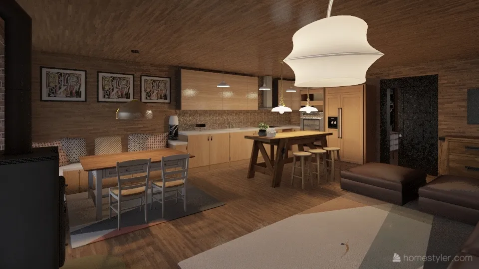 Modern Farmhouse Soma Modern House Beige WoodTones 3d design renderings
