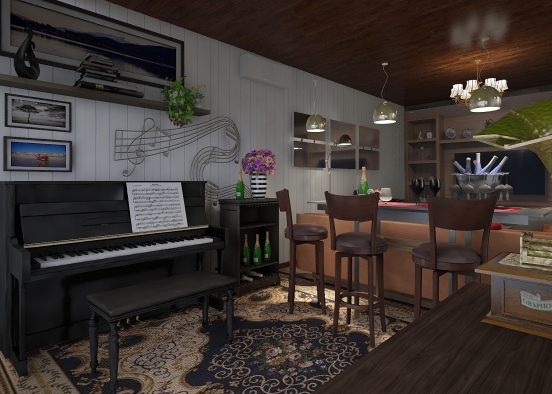Piano Room Decor Design Rendering