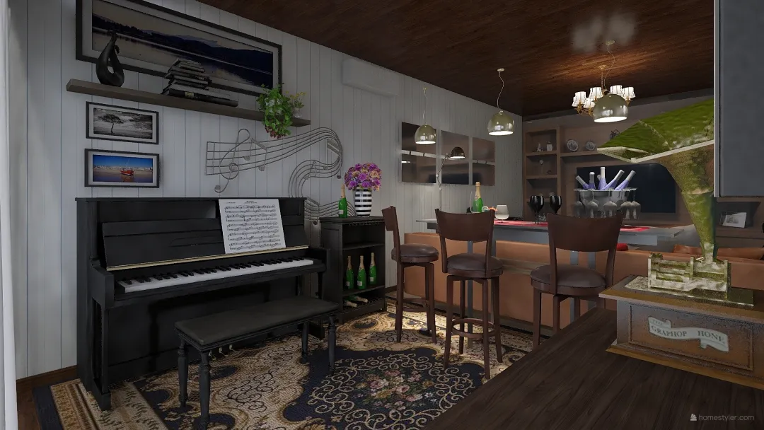 Piano Room Decor 3d design renderings