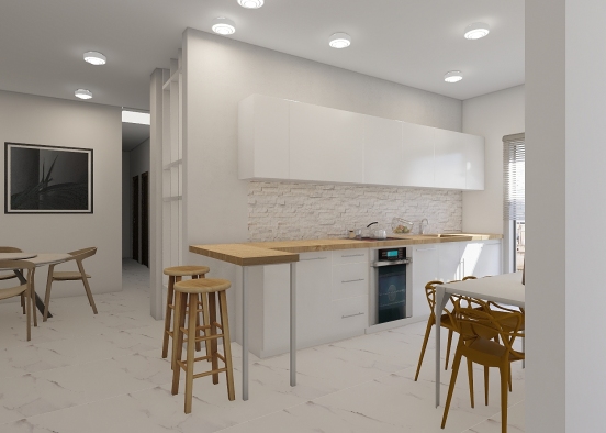 minimal kitchen - lacquered white  Design Rendering