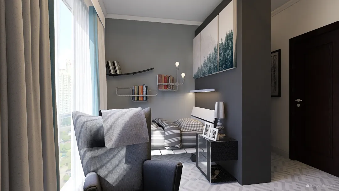 Bachelors Studio Apartment Design 3d design renderings