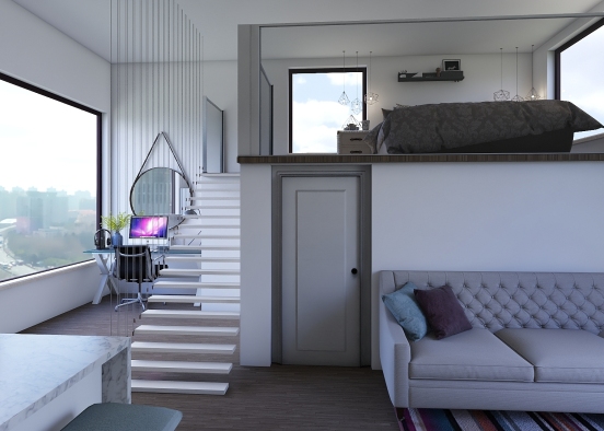 Small Loft Apartment Design Rendering