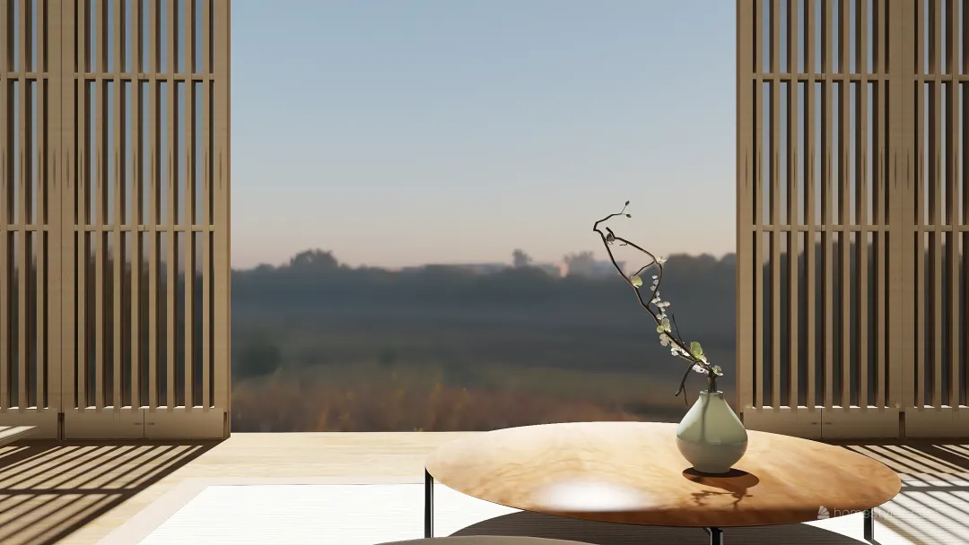 Japanese Zen 3d design renderings