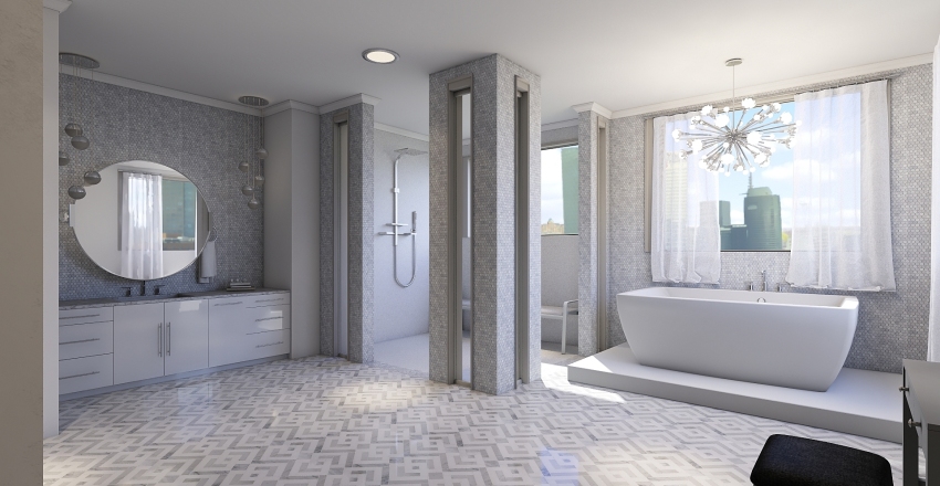 All-White Luxury Bathroom Interior Design Render