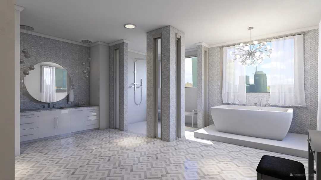 All-White Luxury Bathroom 3d design renderings