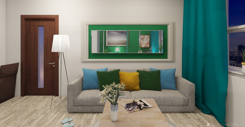 Green&blue room Interior Design Render