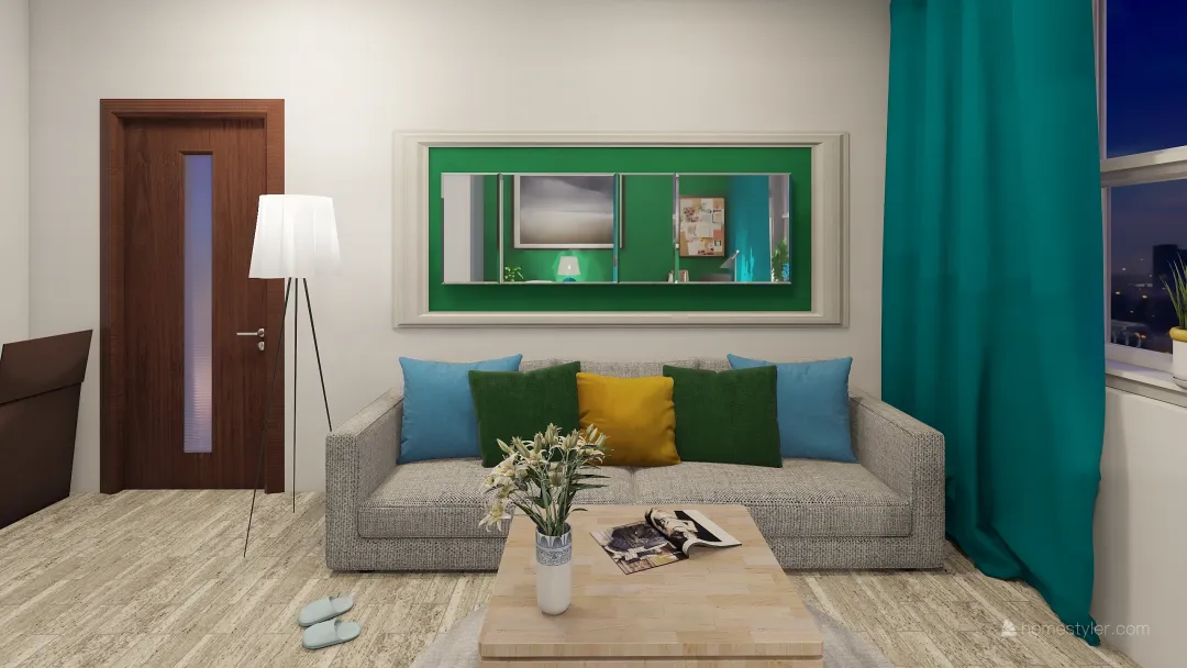 Green&blue room 3d design renderings