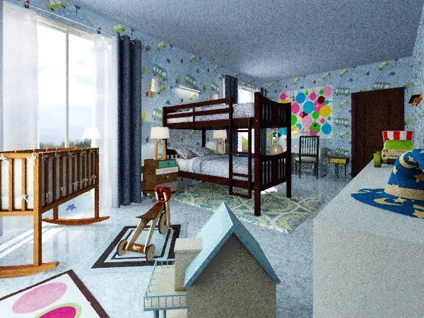 Chambre d'enfant 3d design renderings