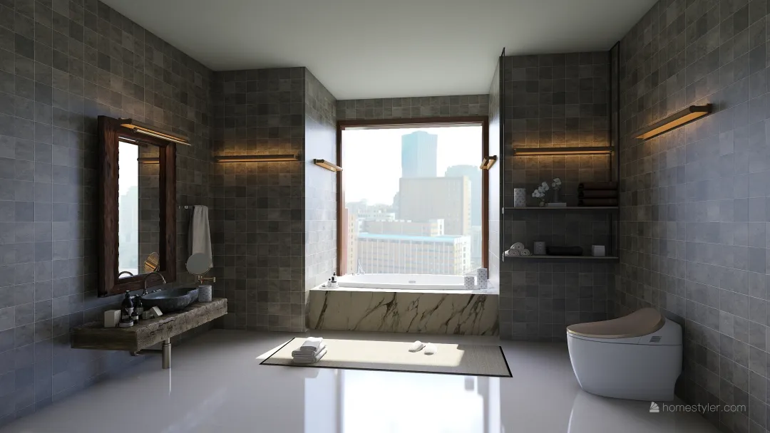 tile bathroom 3d design renderings