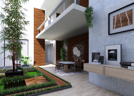 Indoor Courtyard House Design Rendering