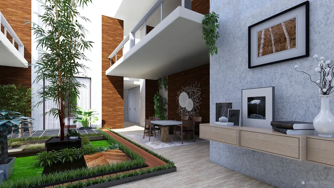 Indoor Courtyard House 3d design renderings