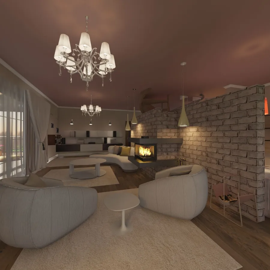 Living, Lounge, Dining & Kitchen 1st Floor 3d design renderings