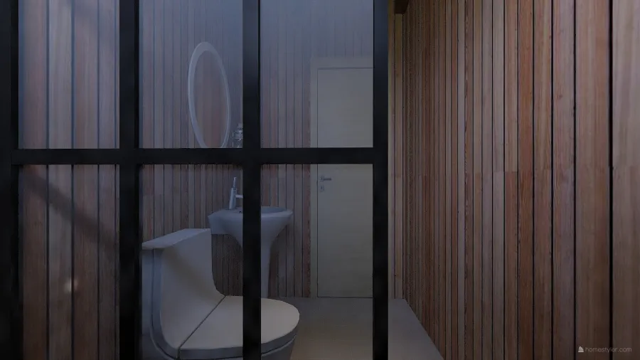 Industrial Modern WoodTones Bathroom 3d design renderings