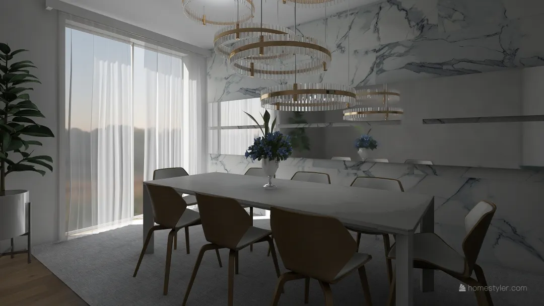 sala de jantar, calacata 3d design renderings