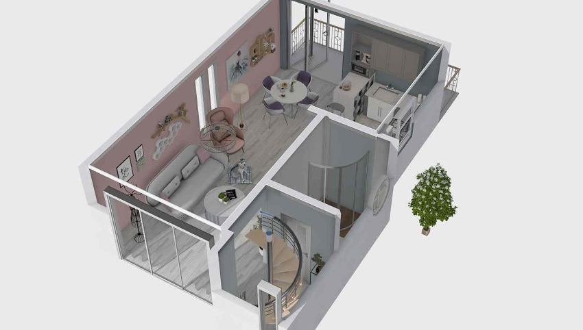 Dream house (pastel color) 3d design picture 84.93