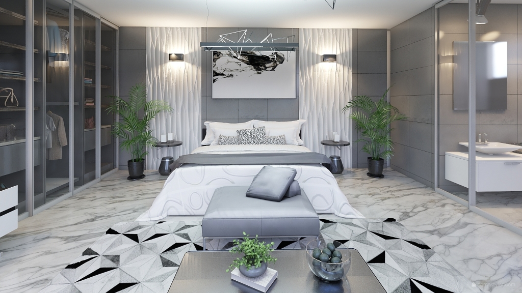 Modern Bauhaus Black White Grey Unnamed space 3d design renderings