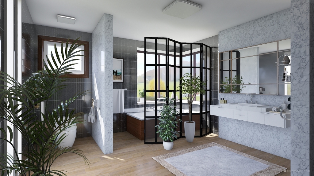 Modern Contemporary Modern Style Bathroom Black White Grey 3d design renderings