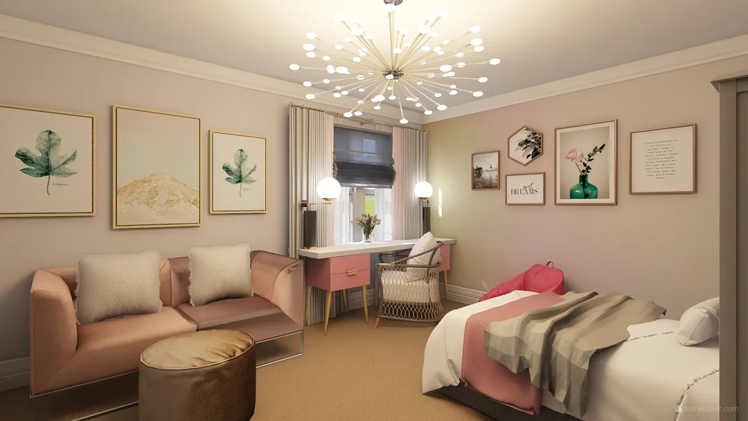 naser daughters bedroom 3d design renderings