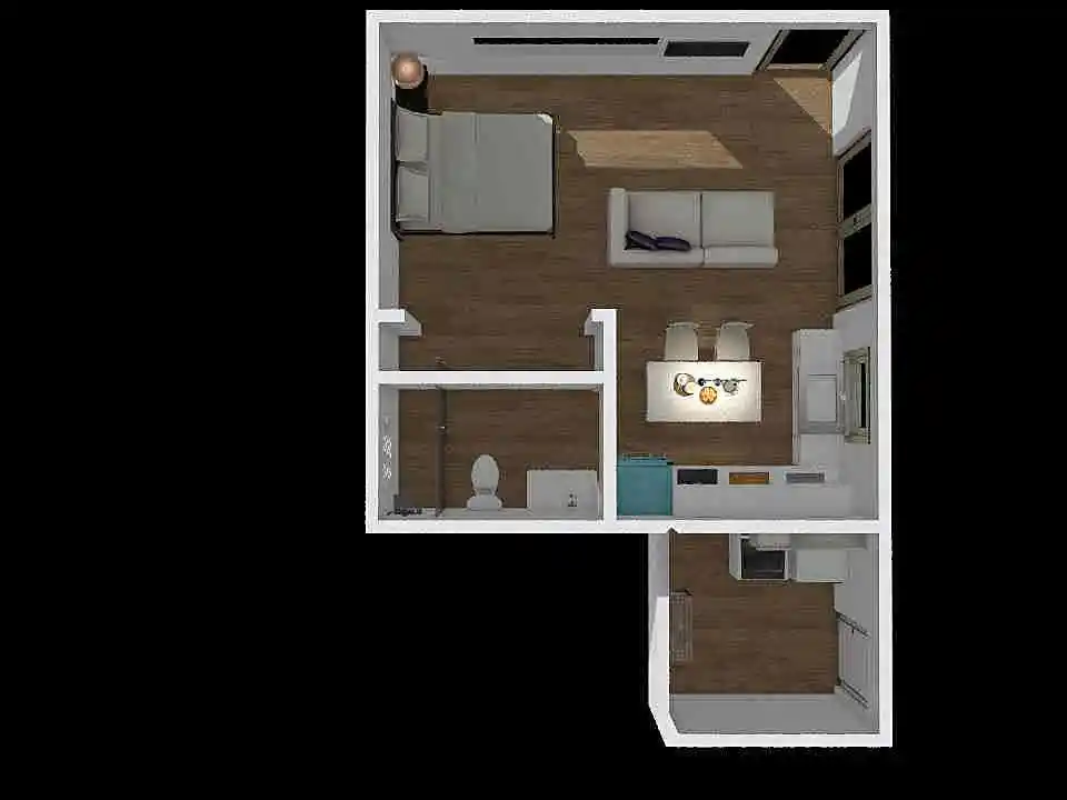 BackHouseADU_v6 - L-Kitchen Laundry Closety 3d design renderings