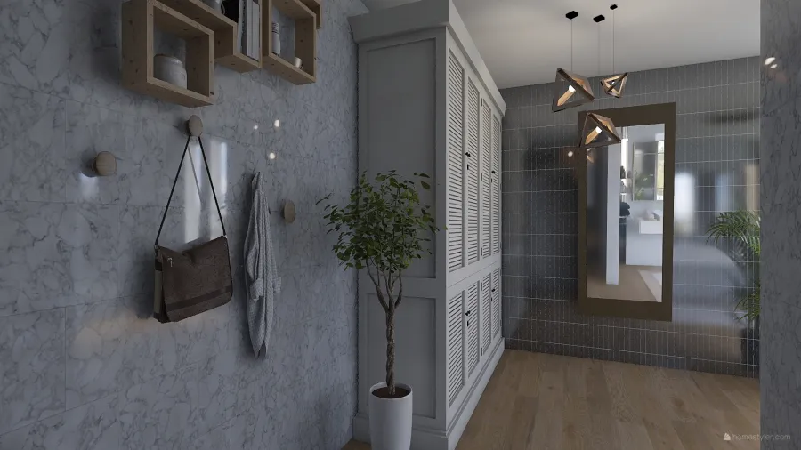 Modern Contemporary Black White Grey Bathroom1 3d design renderings